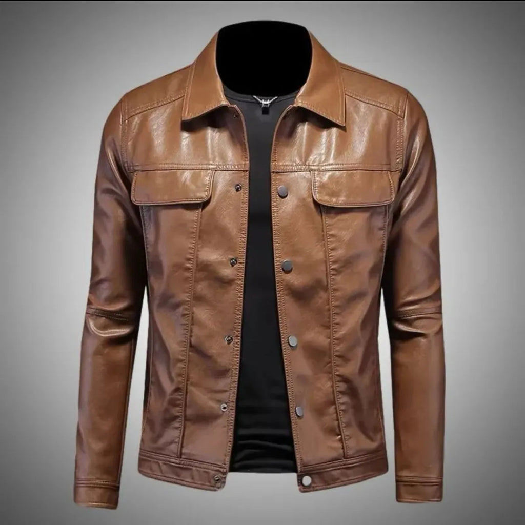 Male Premium Leather Utility Jacket