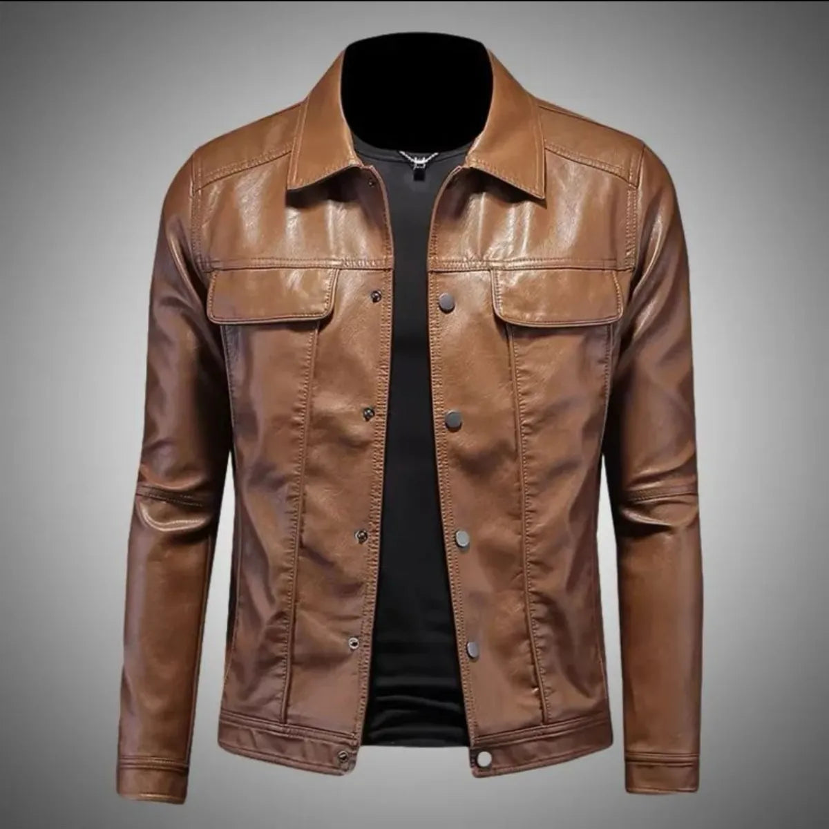 Male Premium Leather Utility Jacket
