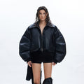 Recycled Niche Fur Collar Jacket Cotton-padded Jacket Leather Coat