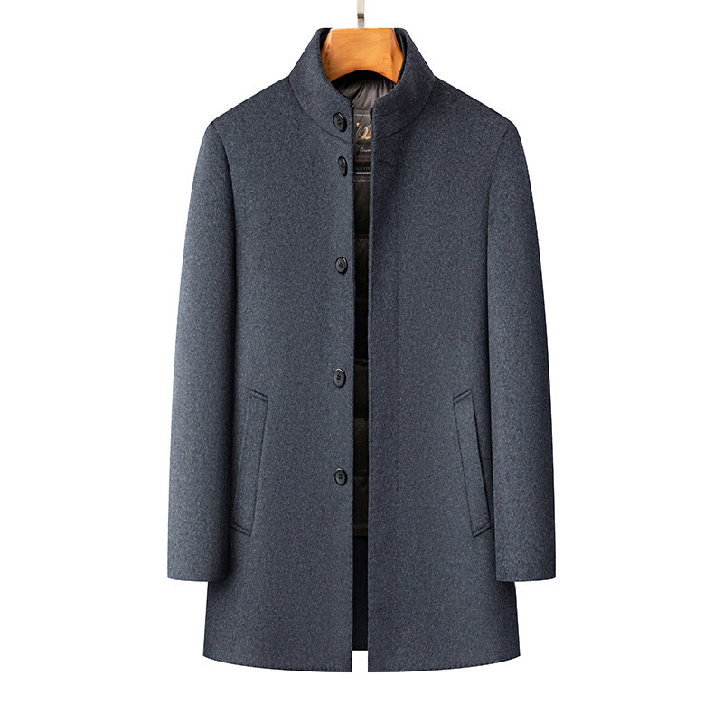 Winter Men's Detachable All-matching Thickened Cold-proof Wool Coat