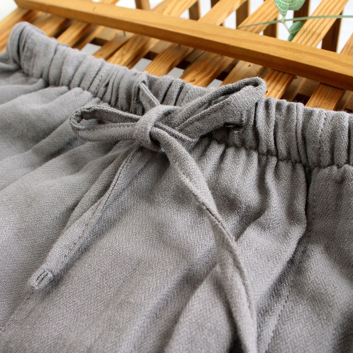 Men's Solid Color Pajama Pants Cotton Double-layer Gauze Loose