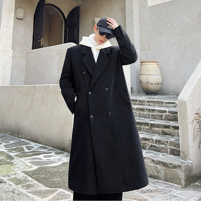 Double Breasted Temperament Woolen Coat Two Colors