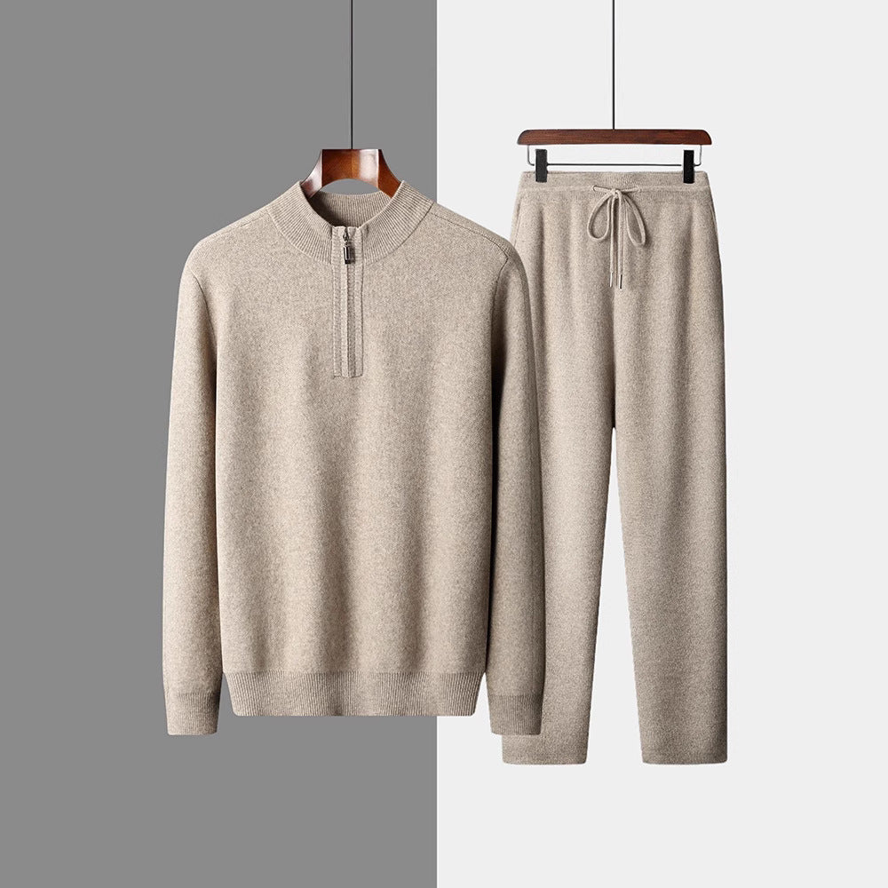 Men's Heavy Goat Seven-needle Thickened Warm Half-zip Knit Sweater