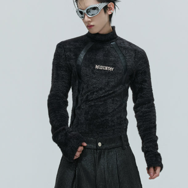 Heavy Deconstruction Anti-marten Fur Plush Bottoming Shirt Slim Fit High Collar Warm Top