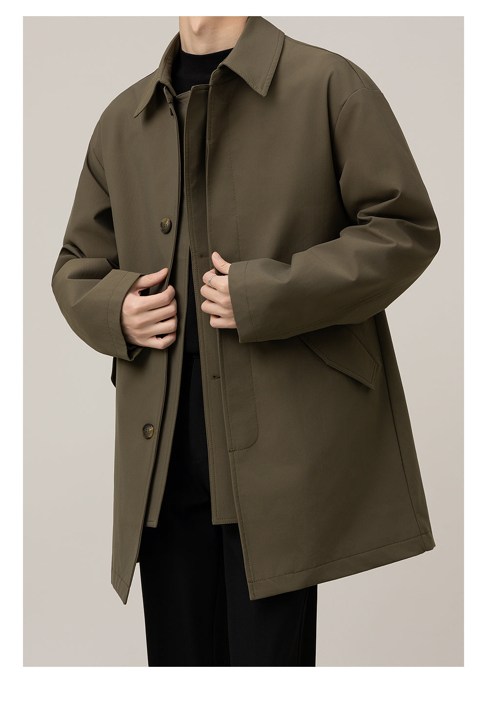 Casual Loose Jacket Mid-length Men's Duster