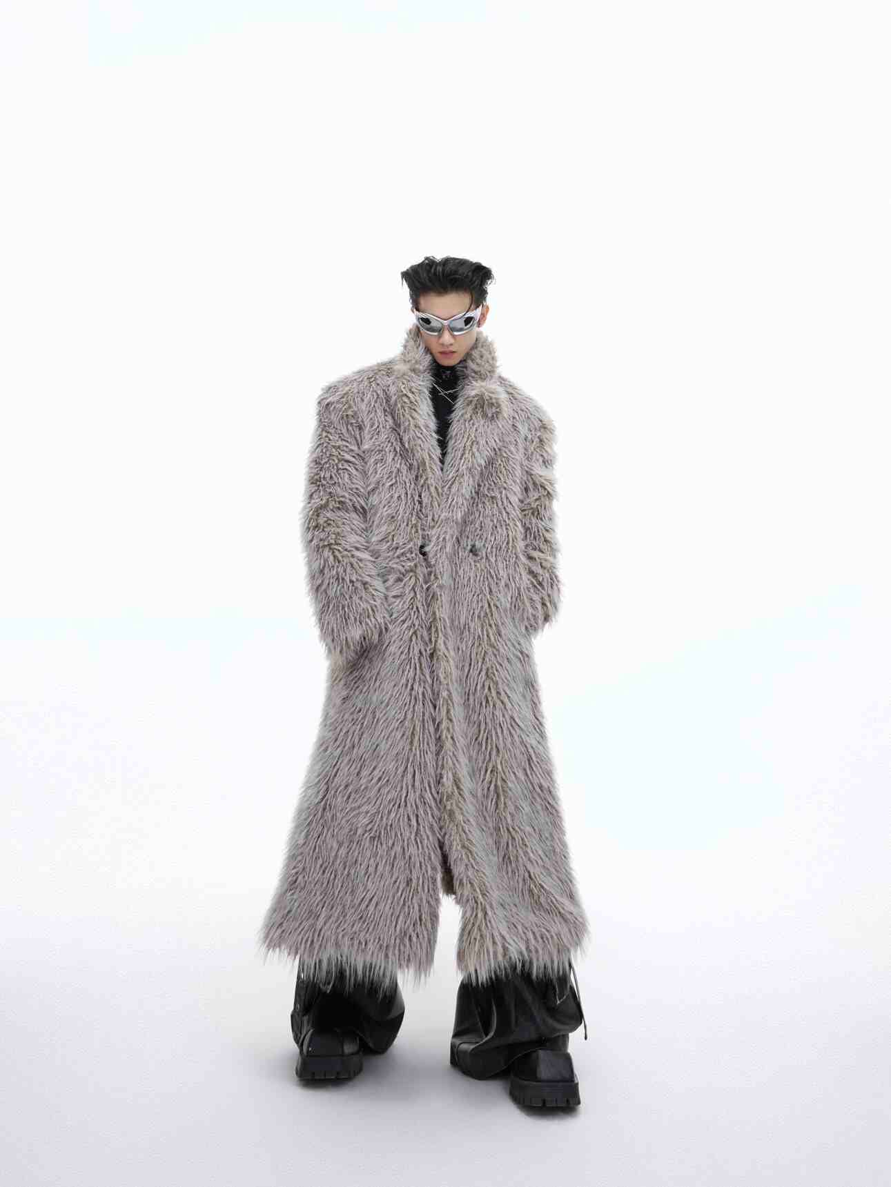 Mink-proof Fur Overcoat Coat Long Below The Knee Plush Trench Coat