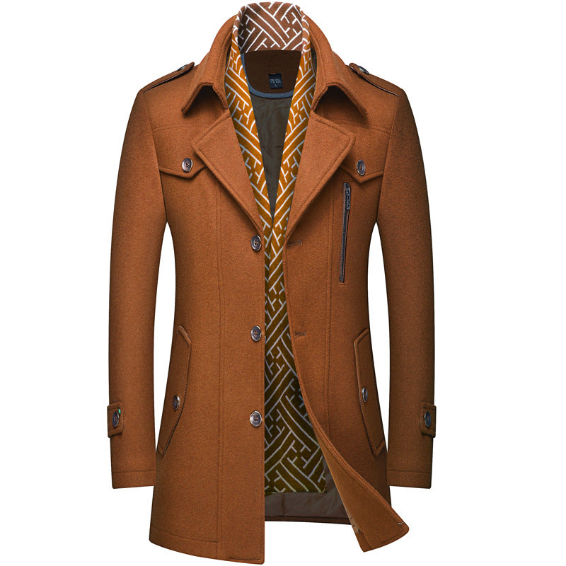 Thickened Men's Wool Woolen Trench Coat
