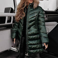 Mid-length Large Fur Collar Fashionable Slim-fit Cotton Coat Winter Jacket