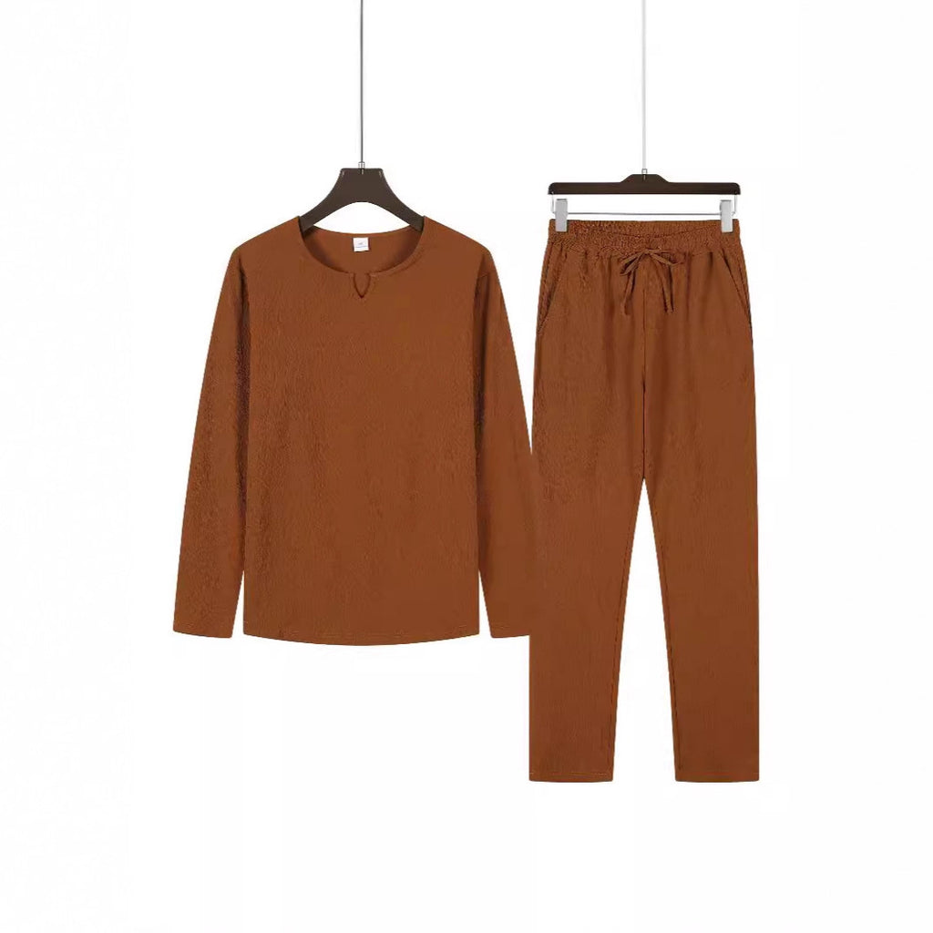 Men's Casual Solid Color Drawstring Waistband Pocket Suit