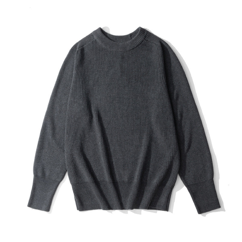Woolen Sweater Warm Thick Solid Color Long Sleeve Sweater