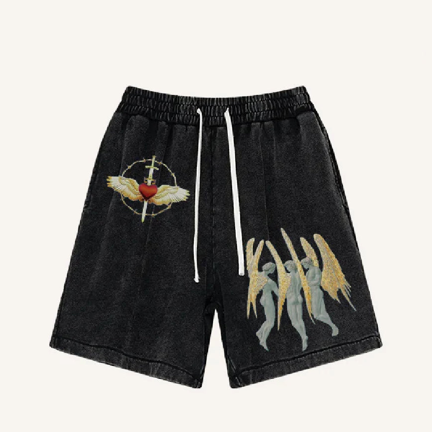Men's Vintage Washed Loose Drawstring Shorts