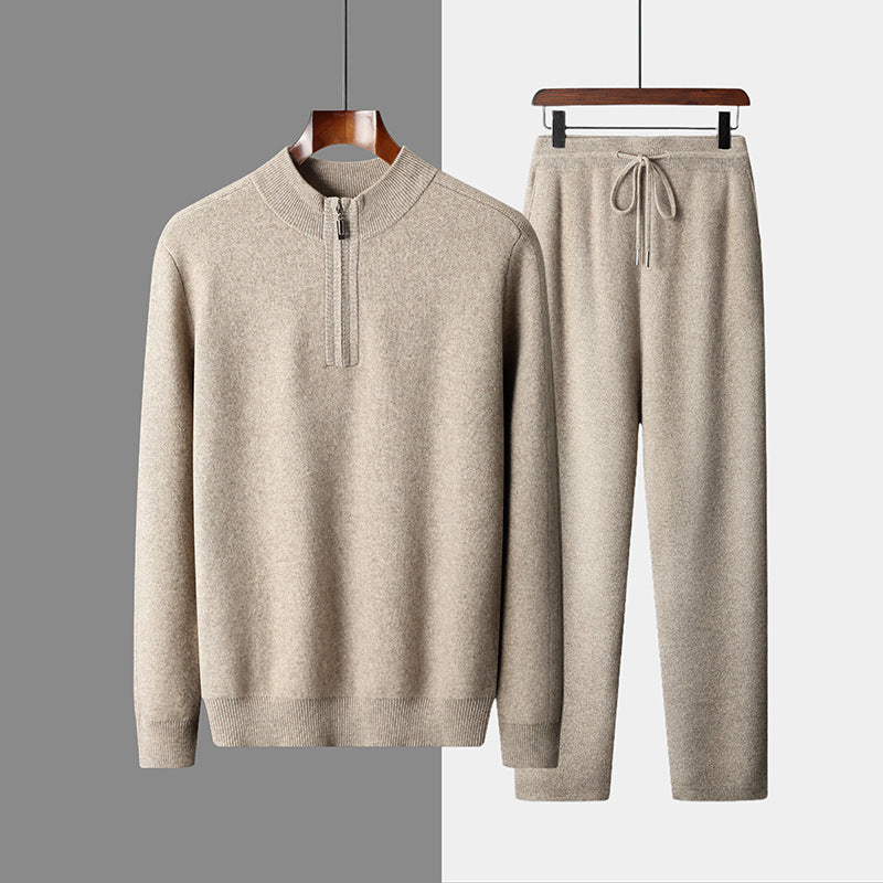 Men's Heavy Goat Seven-needle Thickened Warm Half-zip Knit Sweater