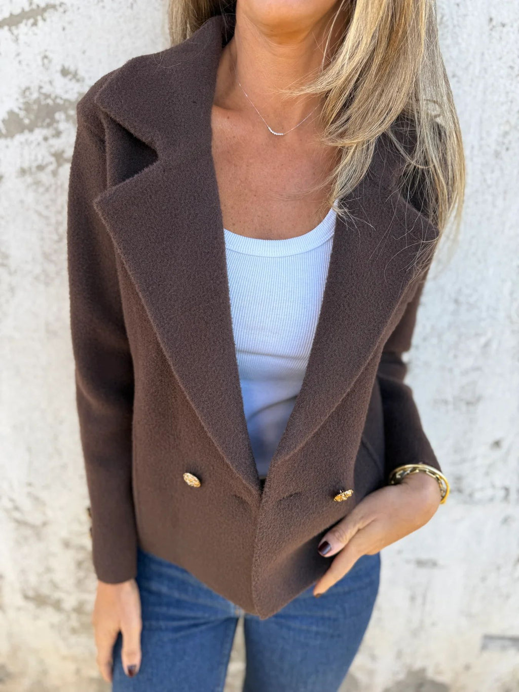 New Women's Casual Woolen Button Graceful Suit Jacket