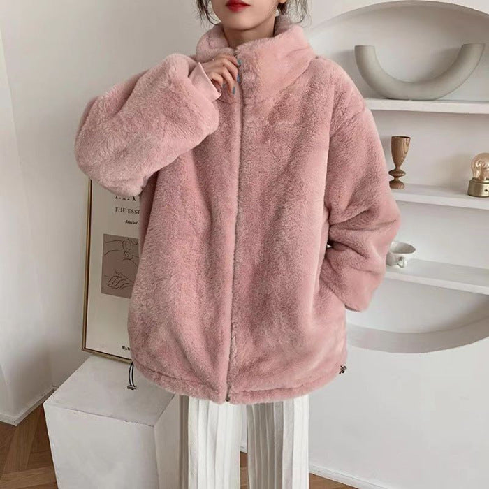 Loose Fluffy Thickened Petite Women's Coat
