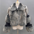 Women's Fur Stitching Lapel Artificial Fur Coat