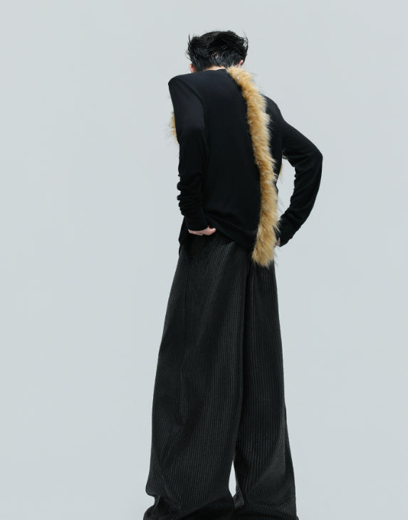 Retro Turtleneck Furry Design Slim Bottoming Shirt