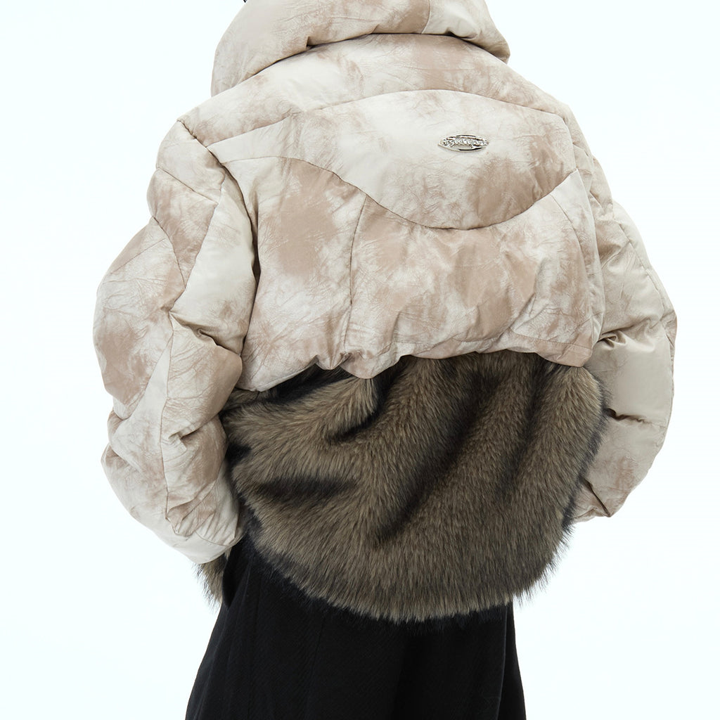 Deconstructing Mountain Carving Fake Two-piece Design Thickened Fur Cotton-padded Clothes