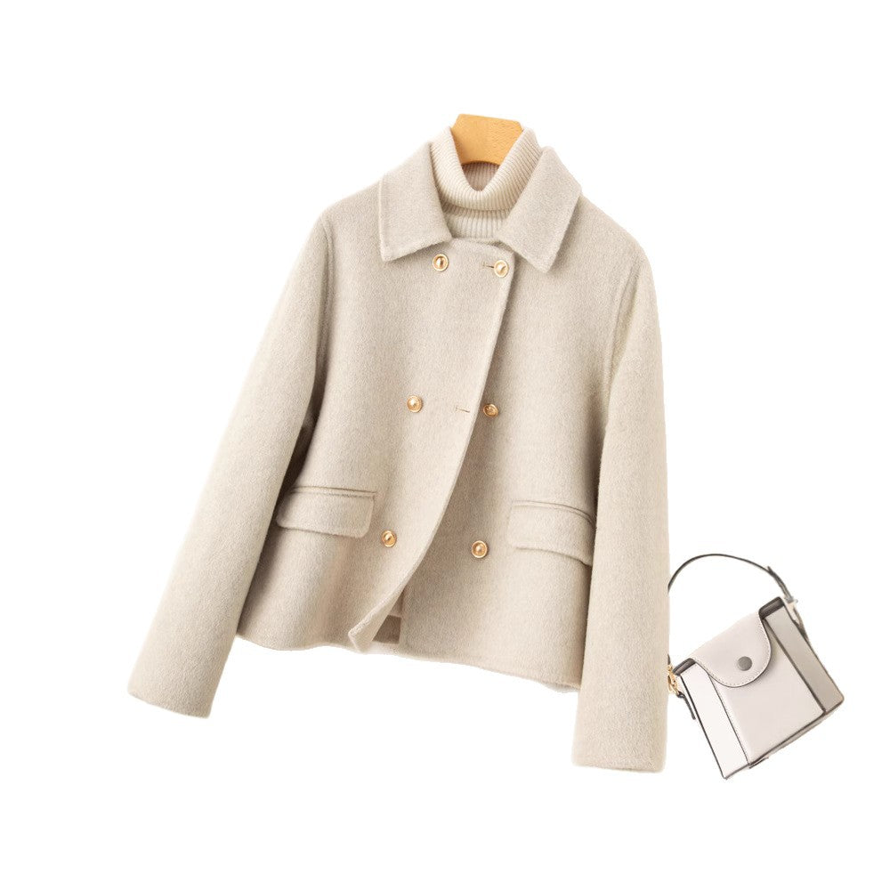 Double-sided Women's Short Small-sized High-grade Wool Overcoat