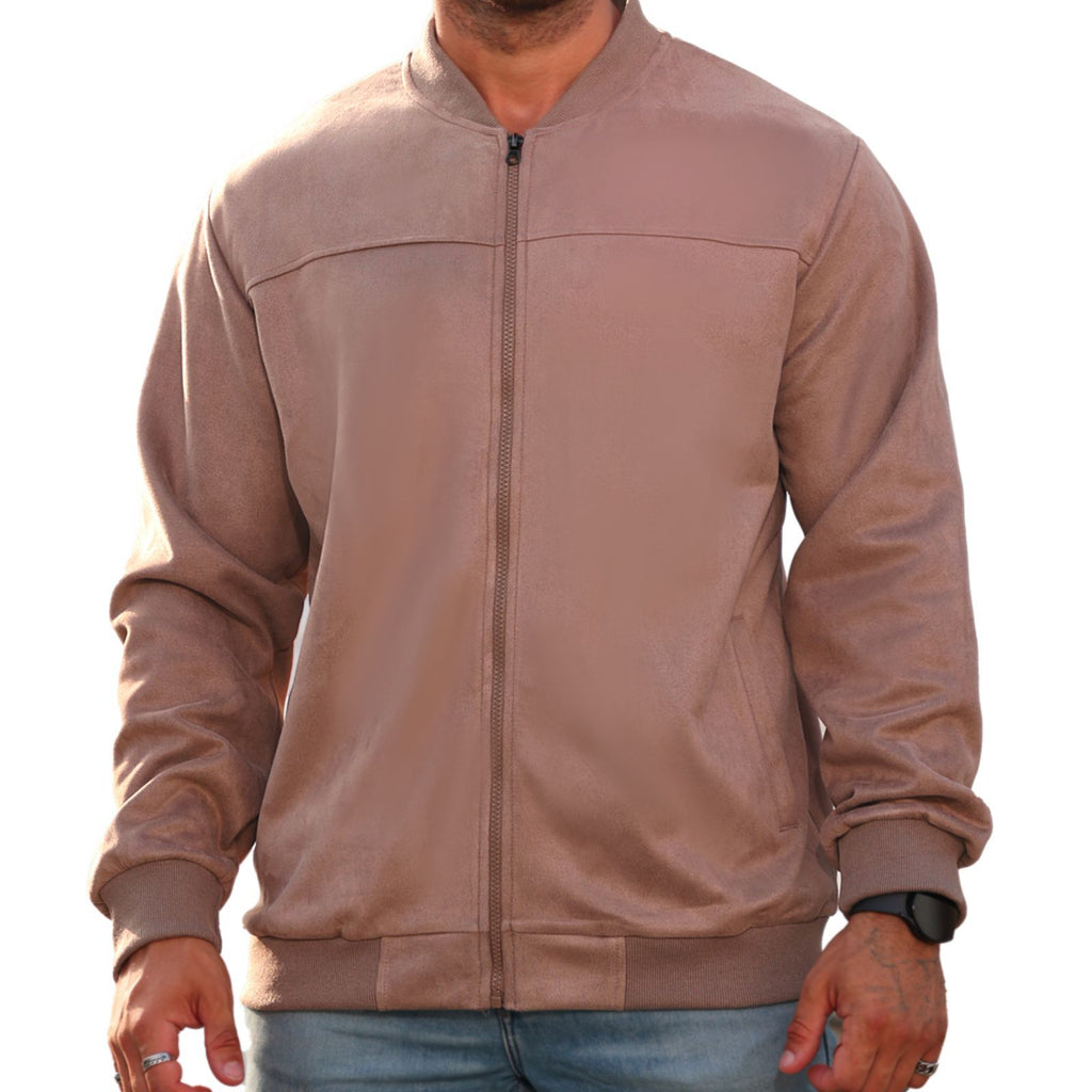 Men's Suede Flight Jacket Solid Color