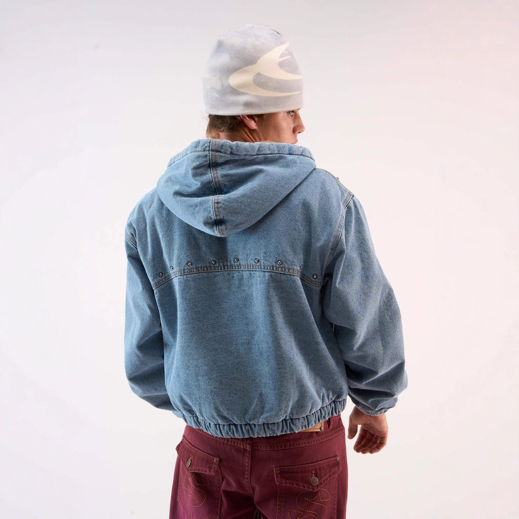 Fleece-lined Denim Jacket Fashionable Casual Hooded Sweatshirt