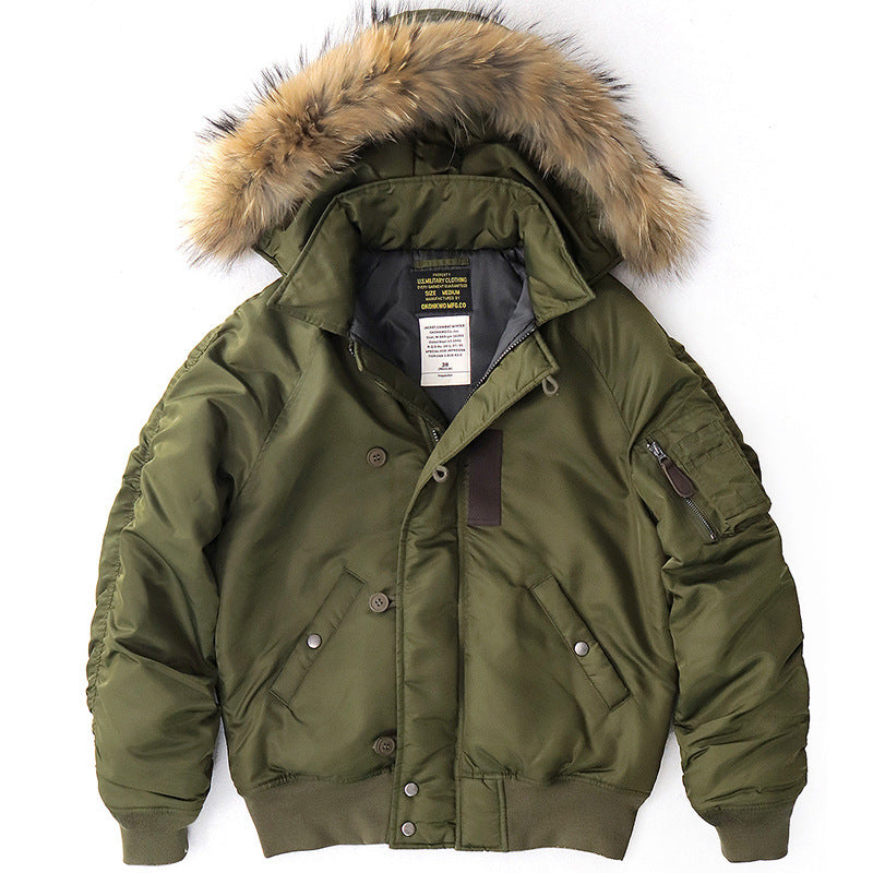 Jacket Men's Retro Short Thick Fur Collar