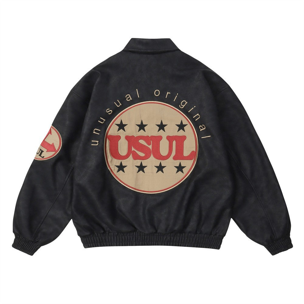 Men's Paste Cloth Embroidery Letter Coat