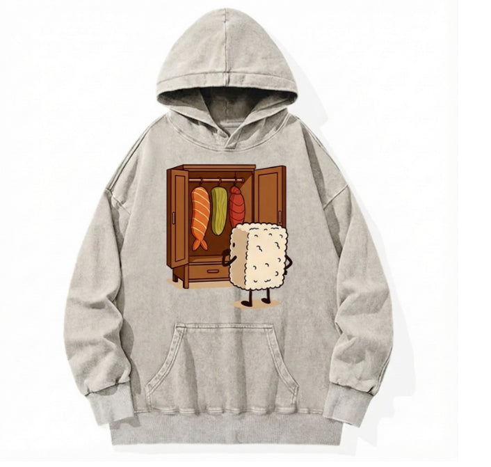 Washed Vintage Sweatshirt Pure Cotton Snowflake Print Hoodie