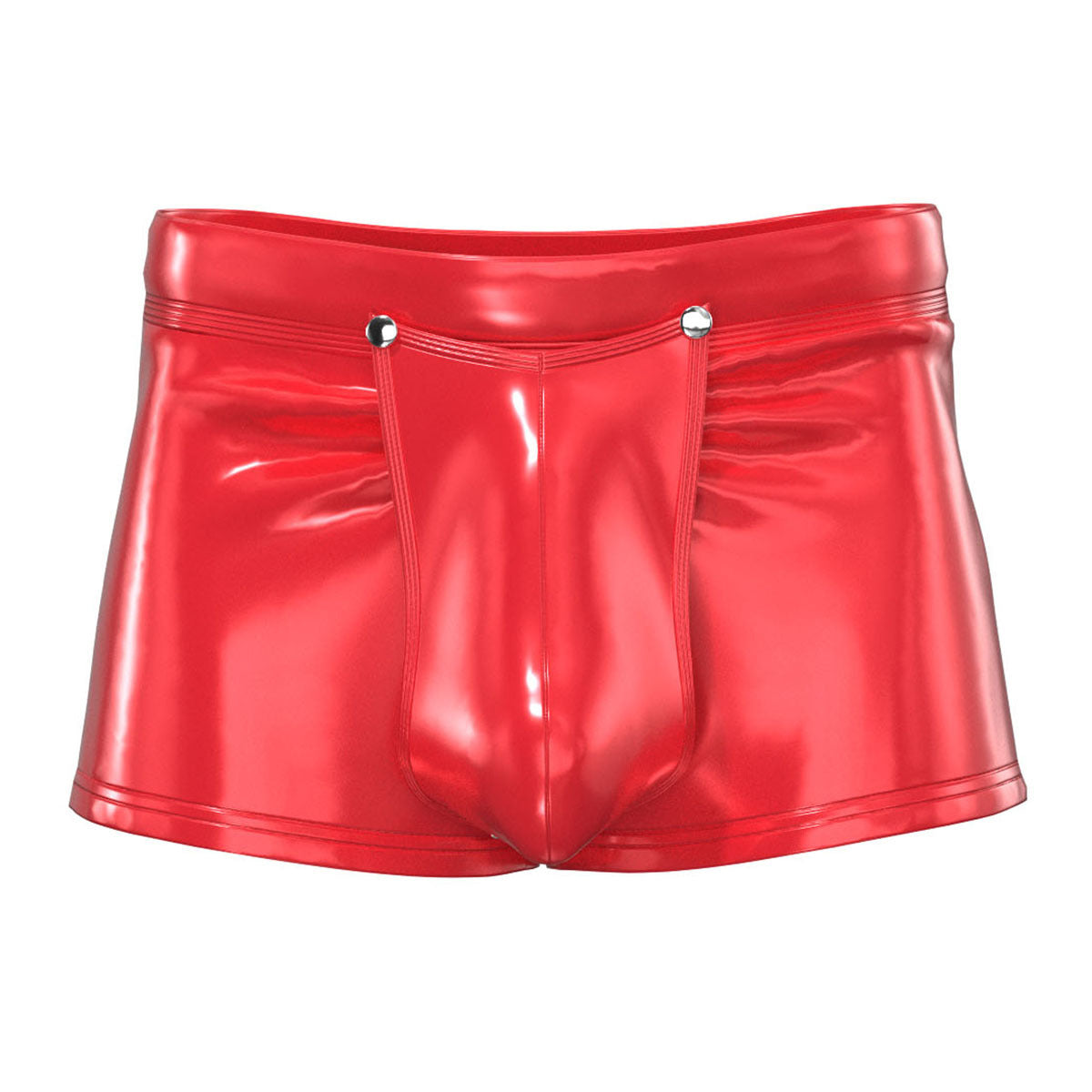 Men's PVC Shiny Leather Boxer Briefs With Open Crotch