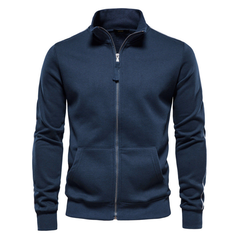 Men's Stand Collar Long-sleeve Zipper Sweatshirt