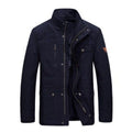Men's Stand Collar Mid-length Multi-pocket Casual Jacket