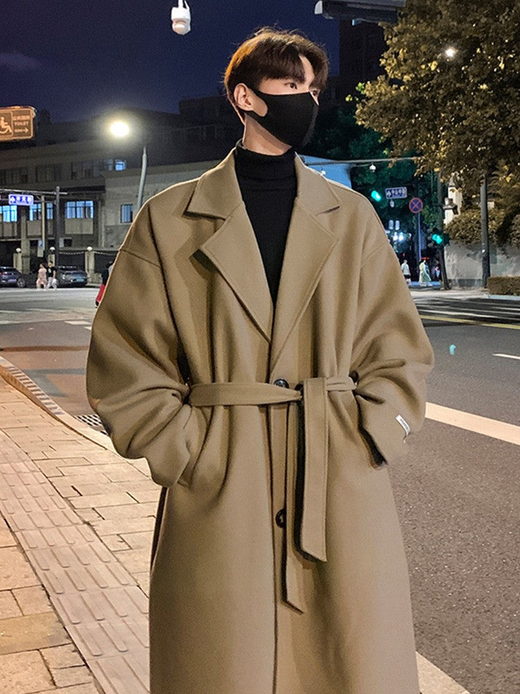 Men's Winter British Style Mid-Long Wool Coat