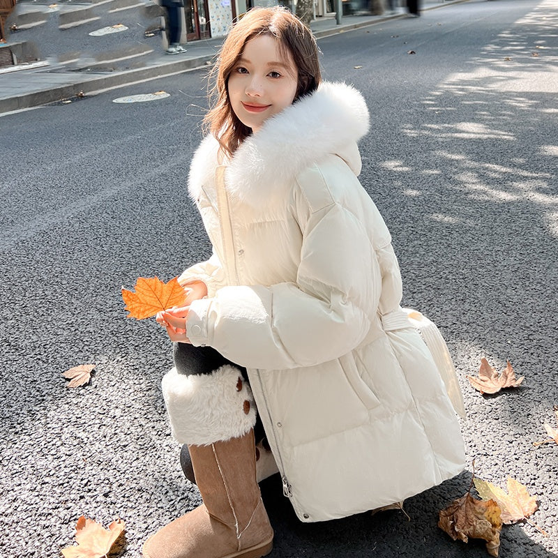 Women's Mid-length Fox Fur Collar Down Jacket