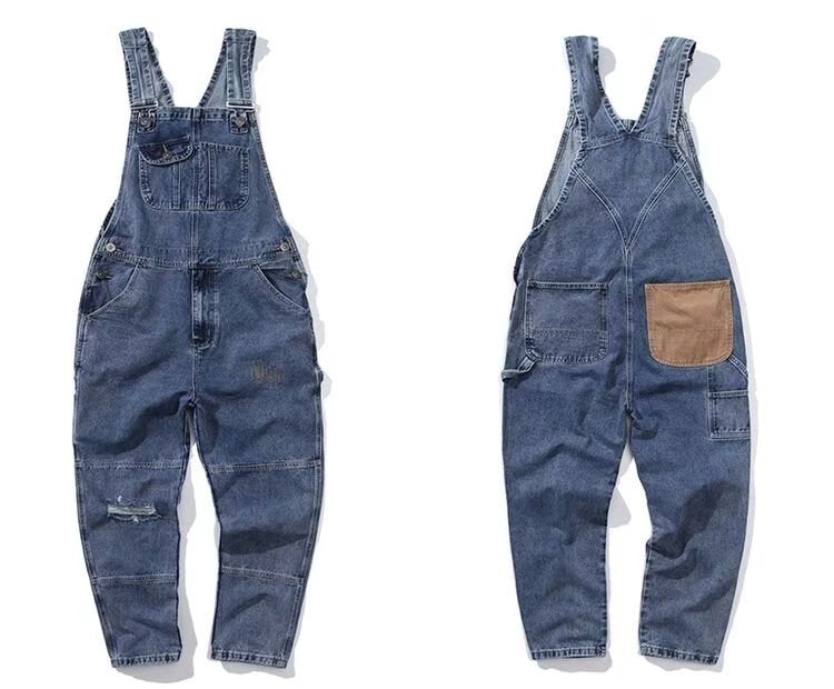 Fashion Men's Straight Cargo Suspender Jumpsuit