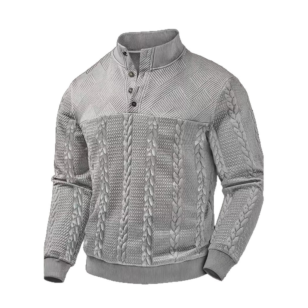 Retro Casual Stand-up Collar Four-button Pullover Hoodie