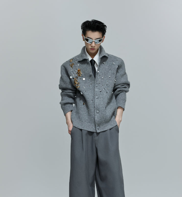 Niche Liquid Metal Design High Street Sense Padded Shoulder Coat Men And Women Short Lapel Ruan Shuai Loose Jacket Fashion Brand