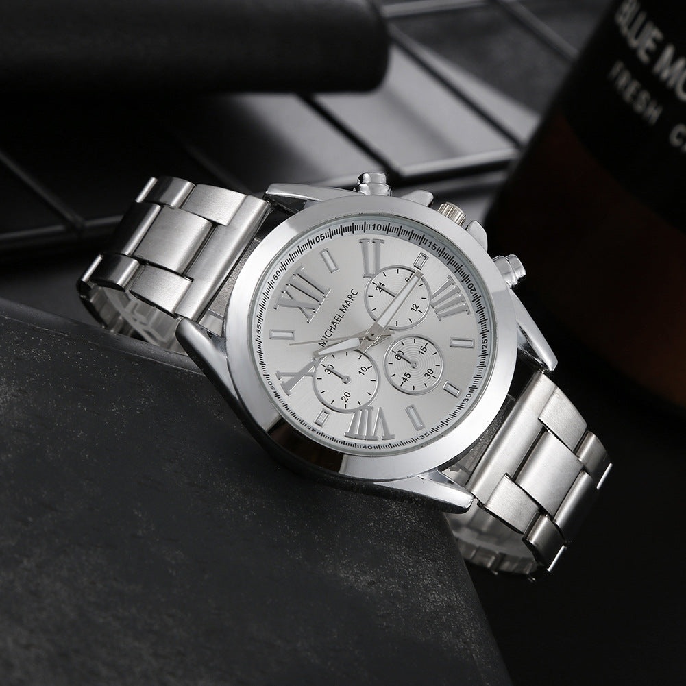 New Fashion Steel Band Men's Quartz Hand Watch