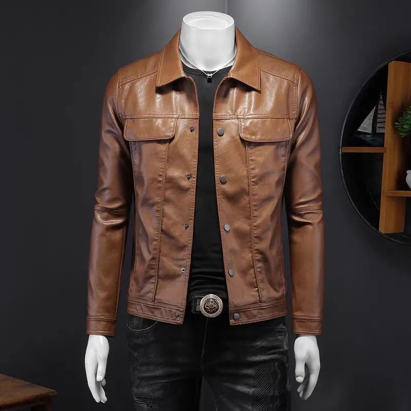Male Premium Leather Utility Jacket