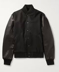 Men's PU Leather Sleeve Spliced Flight Jacket