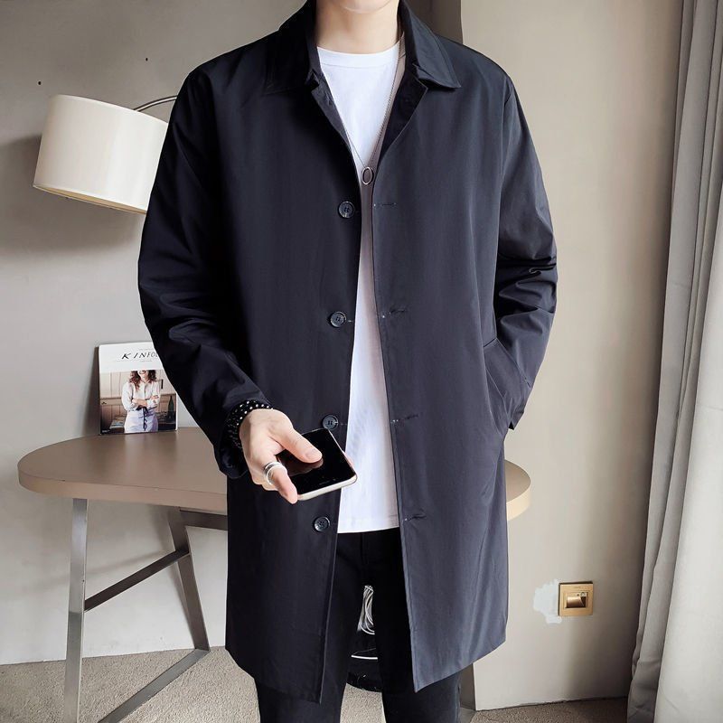 Men's Mid-length Loose Skin Trench Casual Thin Coat