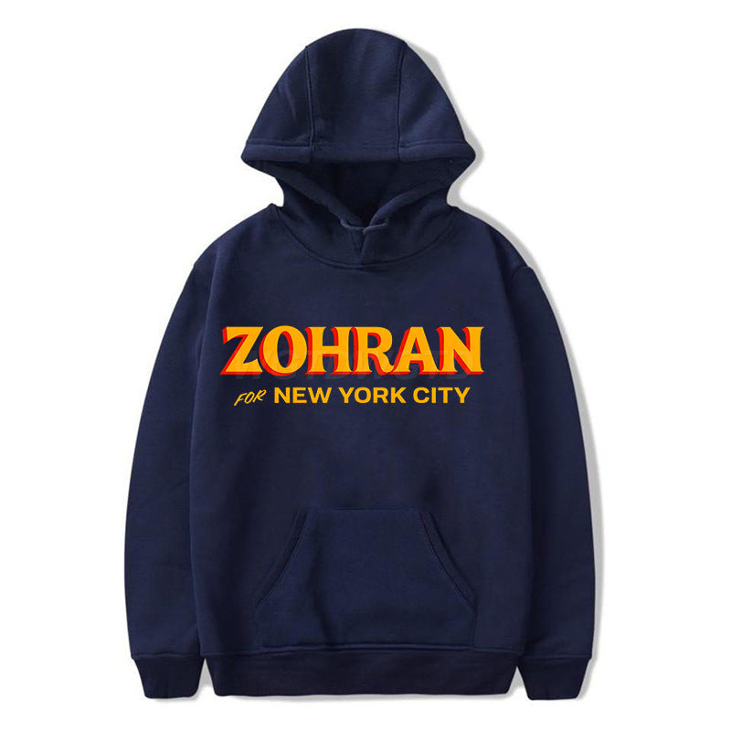 Zohran Printed Hoodie Autumn And Winter Fleece Sweatshirt