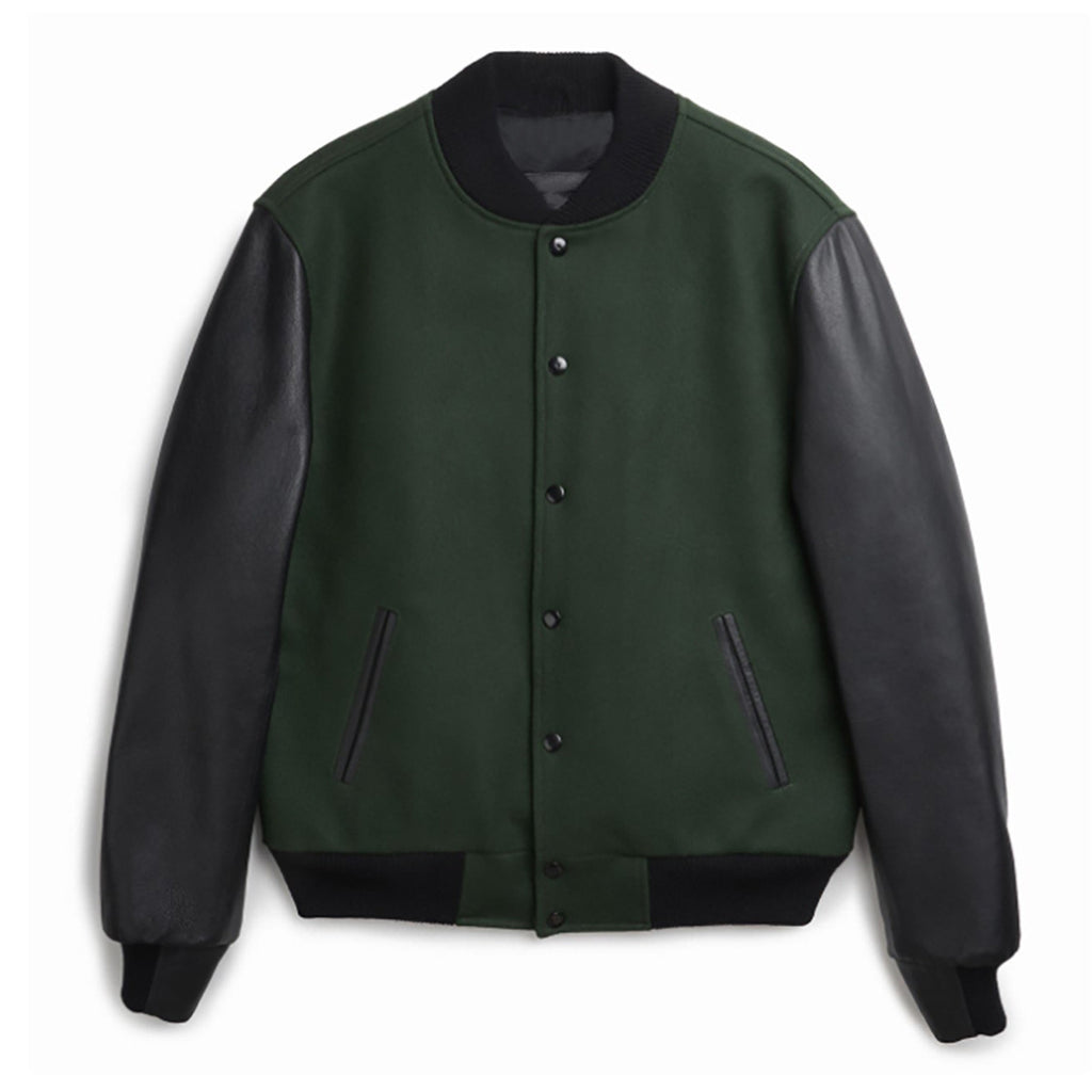 Men's PU Leather Sleeve Spliced Flight Jacket