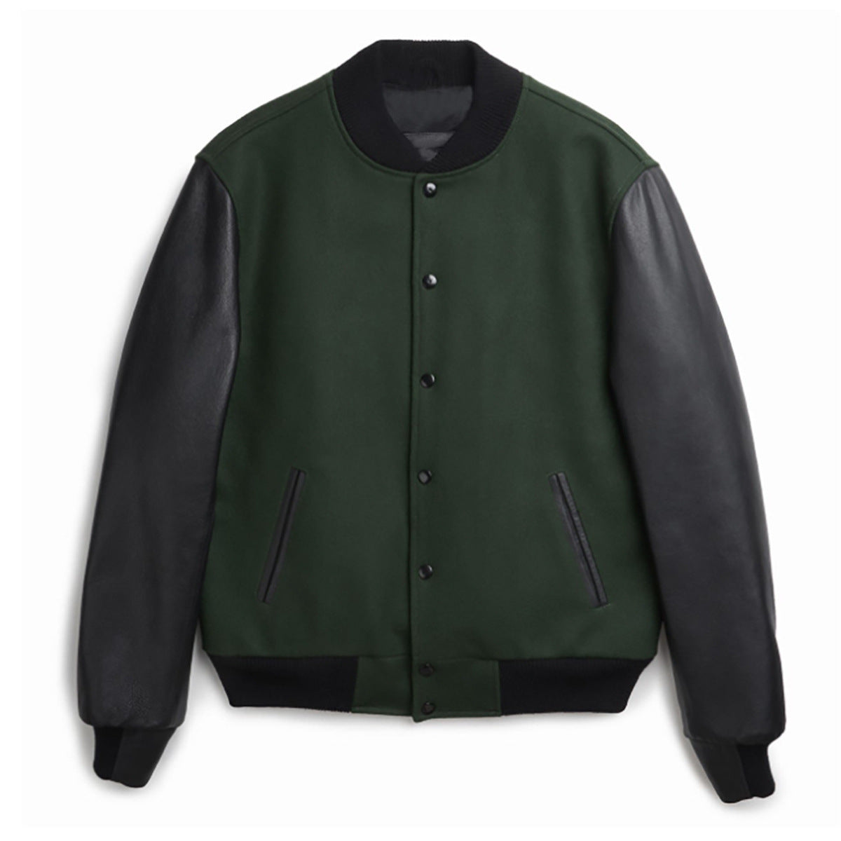 Men's PU Leather Sleeve Spliced Flight Jacket