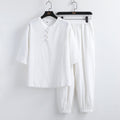Linen Short Sleeve Suit Buckle Half Sleeve Hanfu Lay Buddhist Clothes