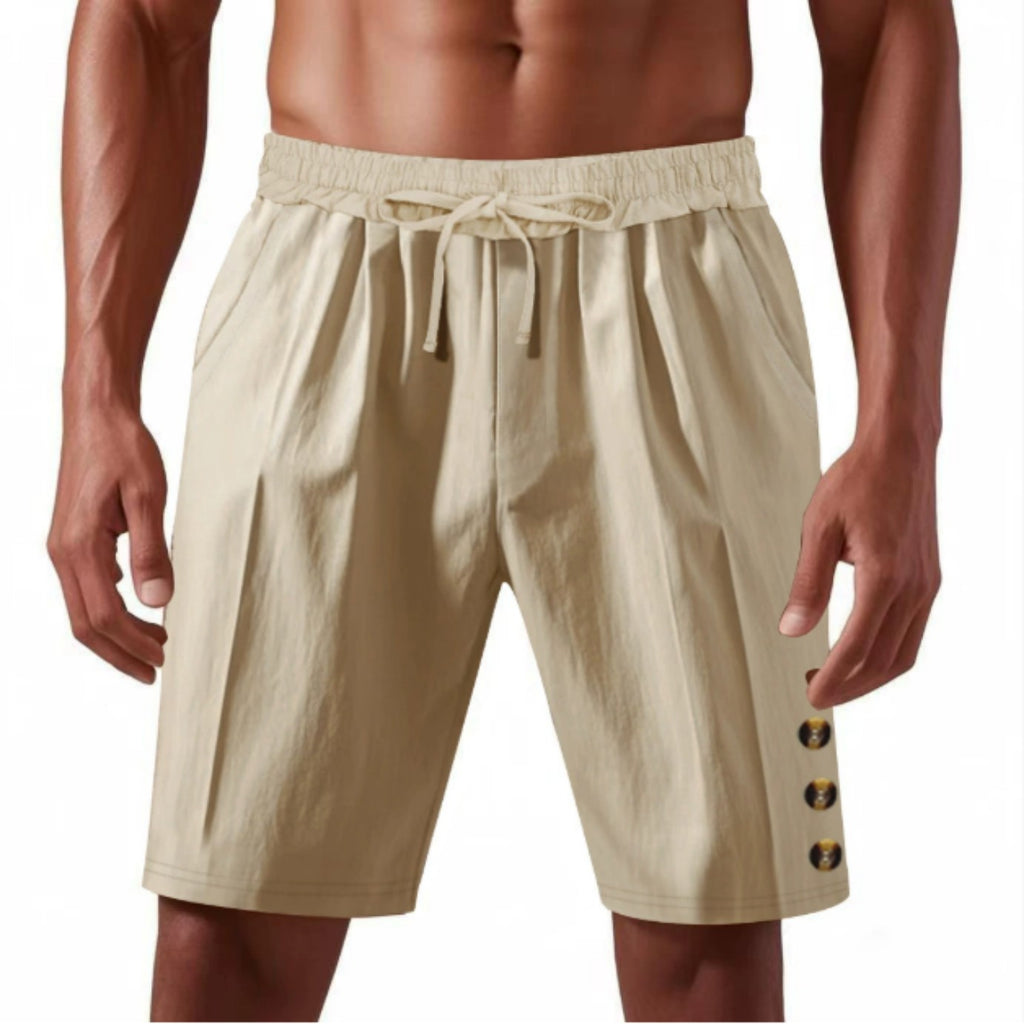Men's Loose Linen Beach Casual Solid Color American Shorts