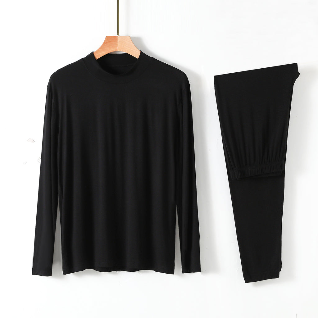 Semi-high Neck Long Sleeve And Long Pants Underwear Set, Comfortable And Smooth Pajama Two-piece Set