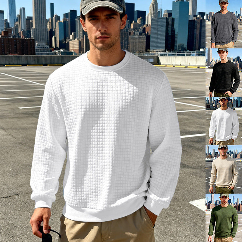 Loose Casual Men's Simple Sporty Jacquard Round-neck Long-sleeved Sweatshirt