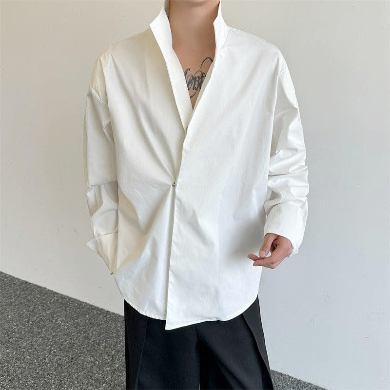 Design Sense Stand Collar Stiff Shirt Jacket