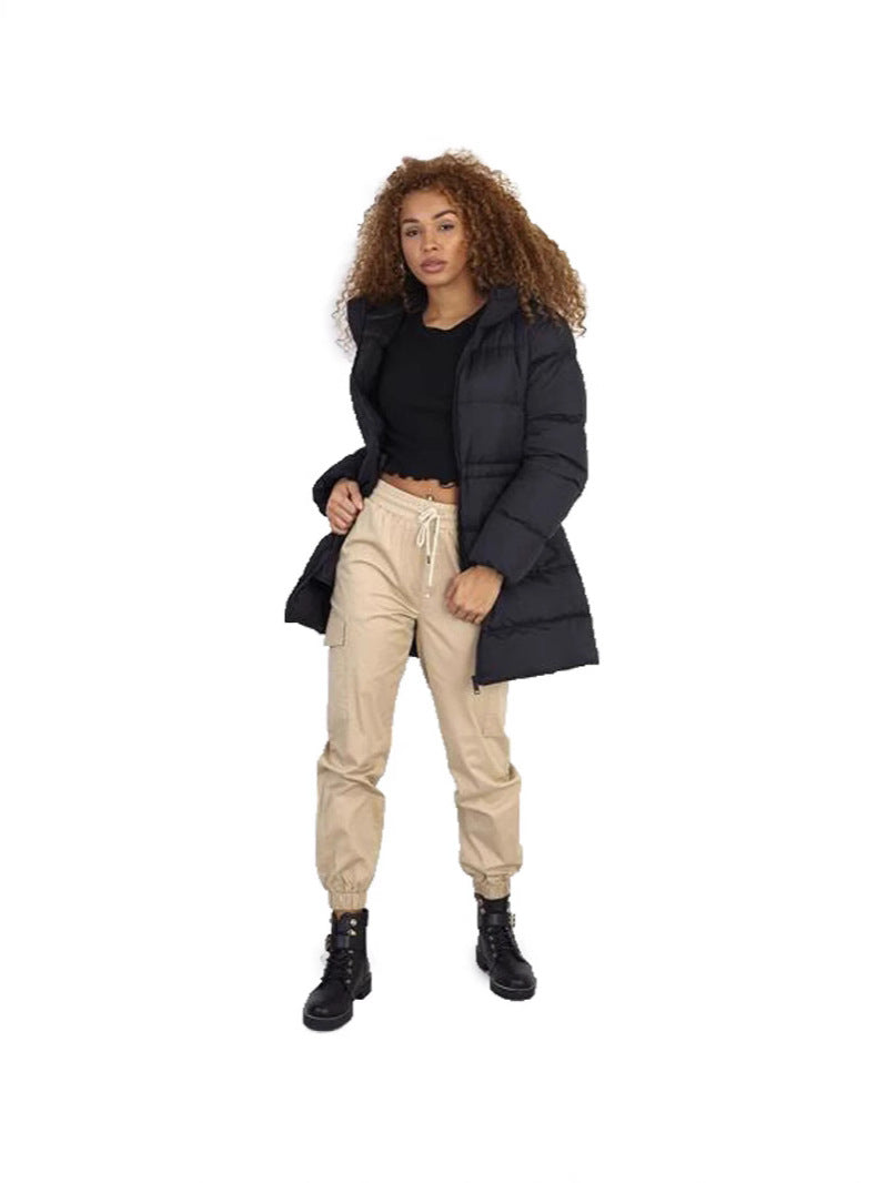 Thick Hooded Thigh Long Winter Warm-keeping Cotton Clothing Women