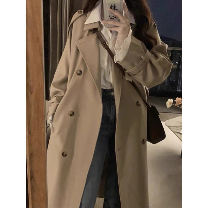 New Spring And Autumn British Style Mid-length Early Autumn Trench Coat For Women