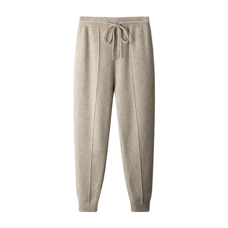 Men's Wool Mid-Seam Knitted Warm Cuffed Pants For Spring And Autumn Business Casual Wear